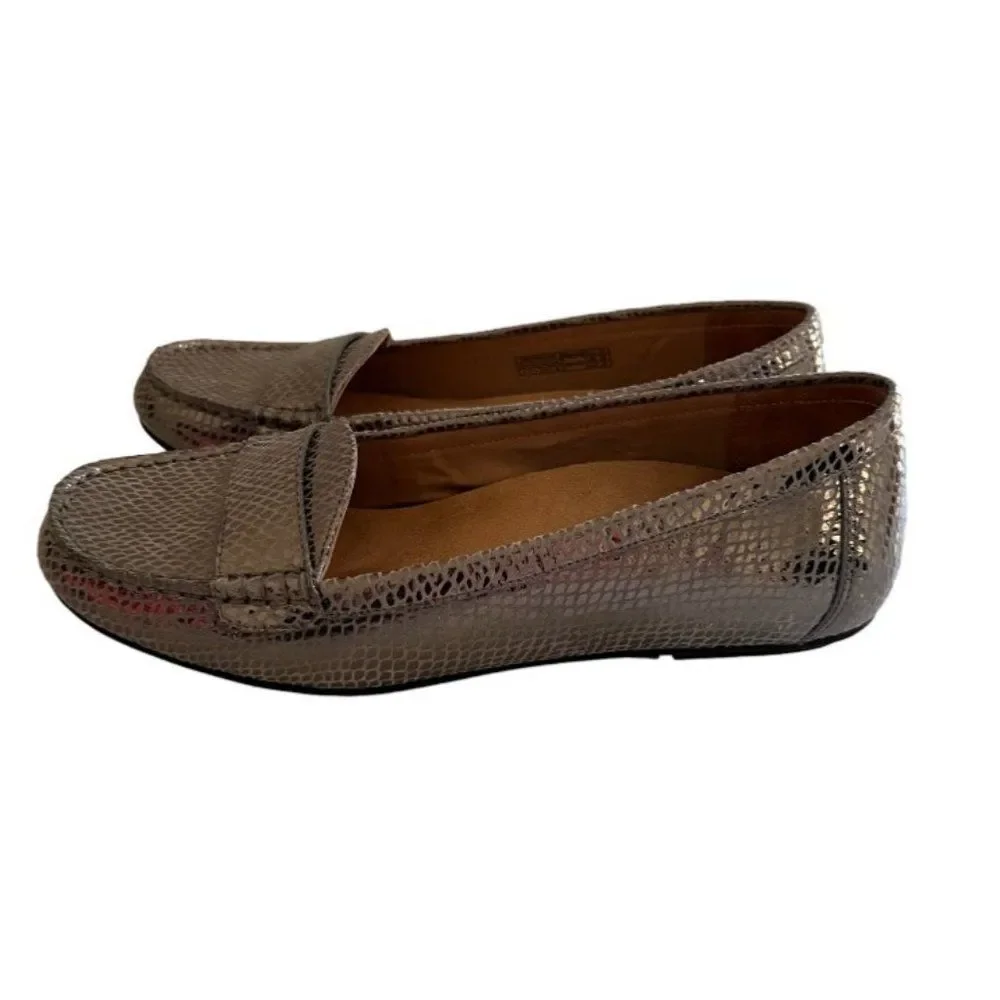 Vionic Chill Larrun Gun Metal Snake Loafers Size 9